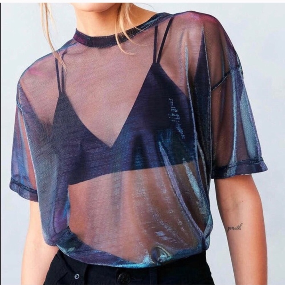 Urban Outfitters Sheer Oversized (Purple) Top Sz S